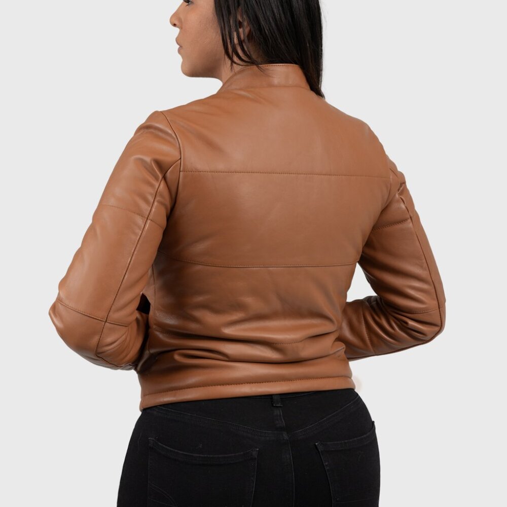 Women Leather Black Jacket Leather Brown Jacket Leather Jacket Melysa - Picture 3 of 9
